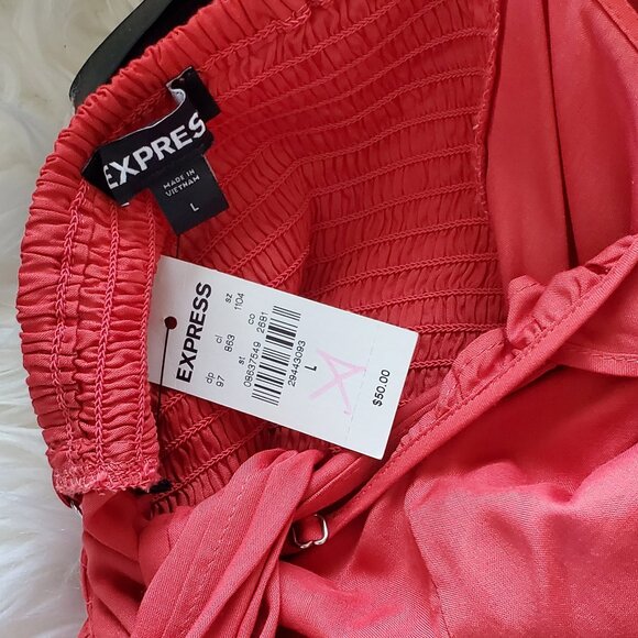 Express Baked Apple Wrap Front Ruffle Strap Tie Front Cami SZ L - Picture 4 of 9